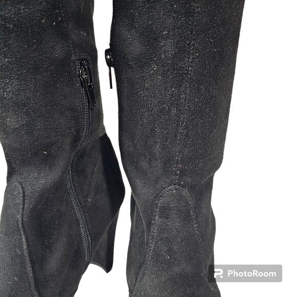 Charlotte Russe Thigh High Over the Knee Black Suede Boots Women's Size 7 - Picture 5 of 16